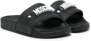 Moschino Kids Slippers met logo Zwart