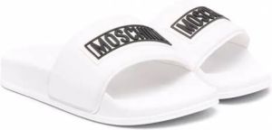 Moschino Kids Slippers met logoprint Wit