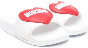 Moschino Kids Slippers met logoprint Wit