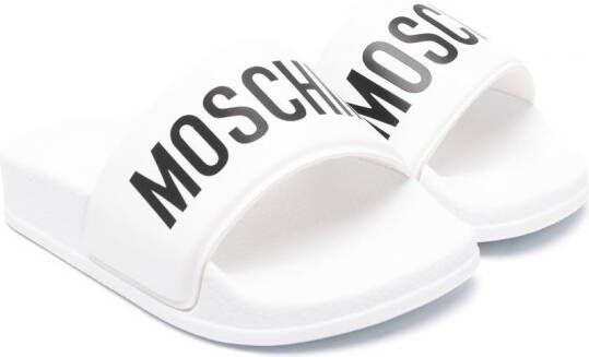 Moschino Kids Slippers met open neus Wit