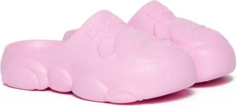Moschino Kids Slippers met teddybeer logo Roze