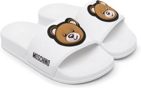 Moschino Kids Slippers met teddybeerpatroon Wit