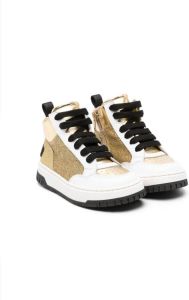 Moschino Kids Sneakers met geborduurd logo Goud