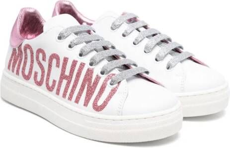 Moschino Kids Sneakers met glitter-detail Wit