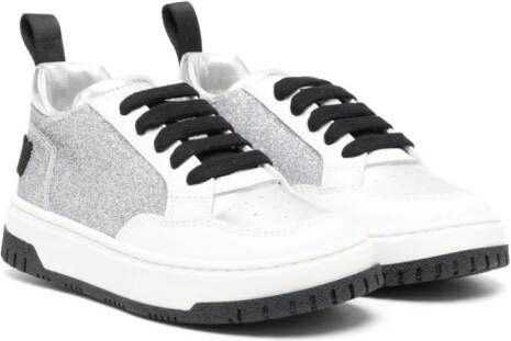 Moschino Kids Sneakers met glitterdetail Zilver