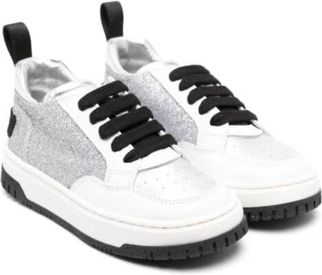 Moschino Kids Sneakers met glitters Zilver