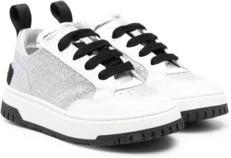 Moschino Kids Sneakers met glitters Zilver