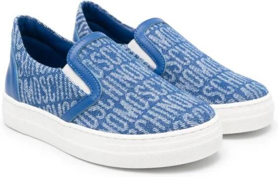Moschino Kids Sneakers met logo jacquard Blauw