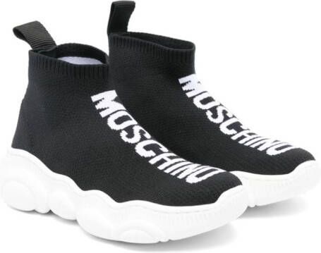 Moschino Kids Sneakers met logo jacquard Zwart