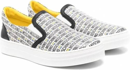 Moschino Kids Sneakers met logoprint Wit