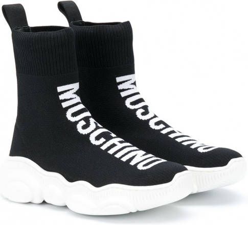 Moschino Kids Sneakers met logoprint Zwart