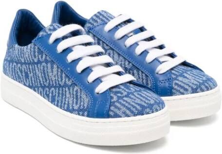 Moschino Kids Sneakers van spijkerstof met logo jacquard Blauw