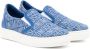 Moschino Kids Sneakers van spijkerstof met logo jacquard Blauw - Thumbnail 1