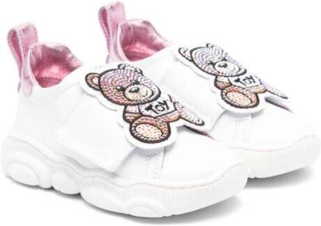 Moschino Kids Sneakers verfraaid met kristallen Wit