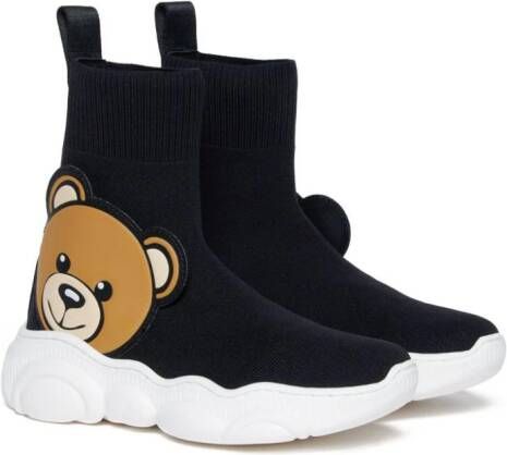 Moschino Kids Soksneakers met teddybeerpatch Zwart