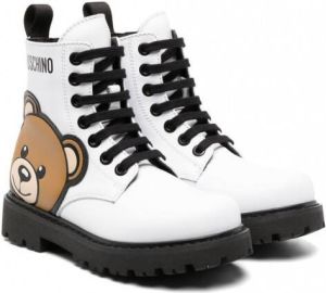 Moschino Kids Teddy Bear combat boots Wit