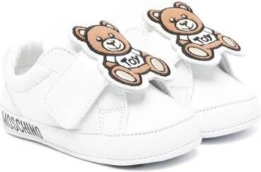 Moschino Kids Teddy Bear leren babyschoentjes Wit