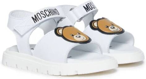 Moschino Kids Teddy Bear leren sandalen Wit