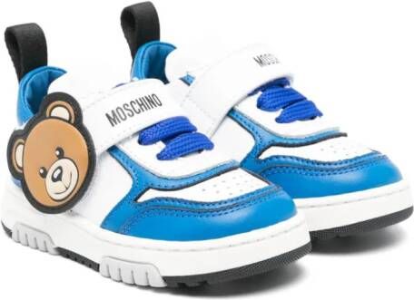 Moschino Kids Teddy Bear leren sneakers Wit