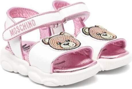 Moschino Kids Teddy Bear sandalen verfraaid met kristallen Wit