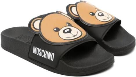 Moschino Kids Teddy Bear slippers met open neus Zwart