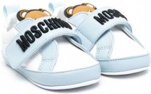 Moschino Kids Teddy sneakers met geborduurd logo Blauw