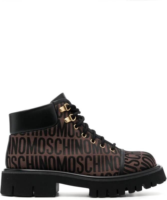 Moschino Laarzen met geribbelde zool Bruin