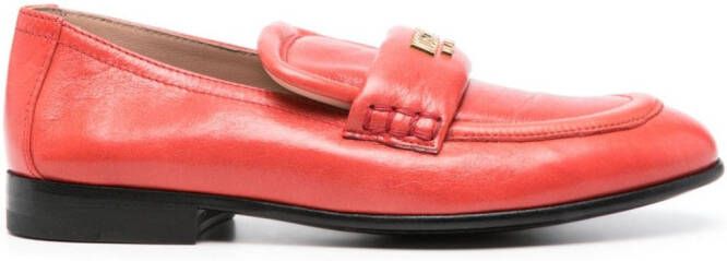 Moschino Leren loafers met logoprint Rood