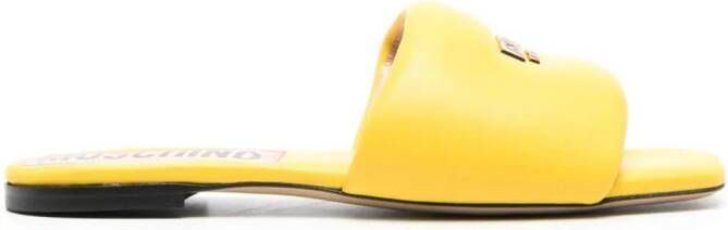Moschino Leren sandalen met logoplakkaat Geel