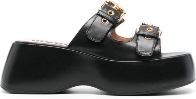 Moschino 75 mm Dolly leren sandalen Zwart