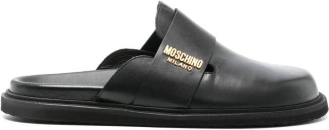 Moschino Leren slippers Zwart