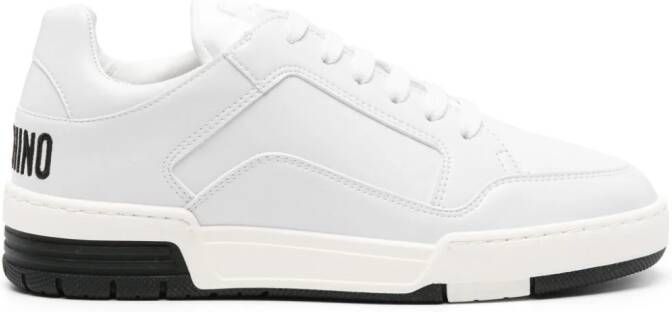 Moschino Leren sneakers met geborduurd logo Wit