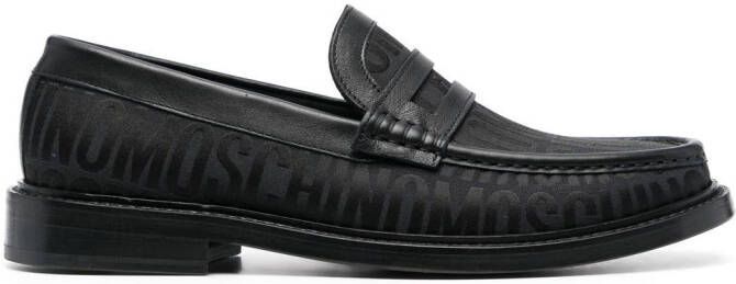 Moschino Loafers met logo jacquard Zwart