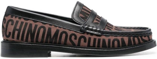 Moschino Loafers met logo patroon Zwart