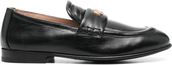 Moschino logo-lettering leather loafers Zwart