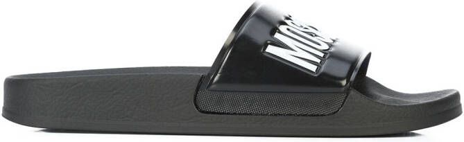 Moschino logo slippers Zwart