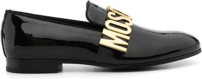 Moschino Lakleren loafers met logo Zwart