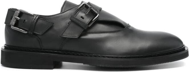 Moschino Micro buckled leather monk shoes Zwart