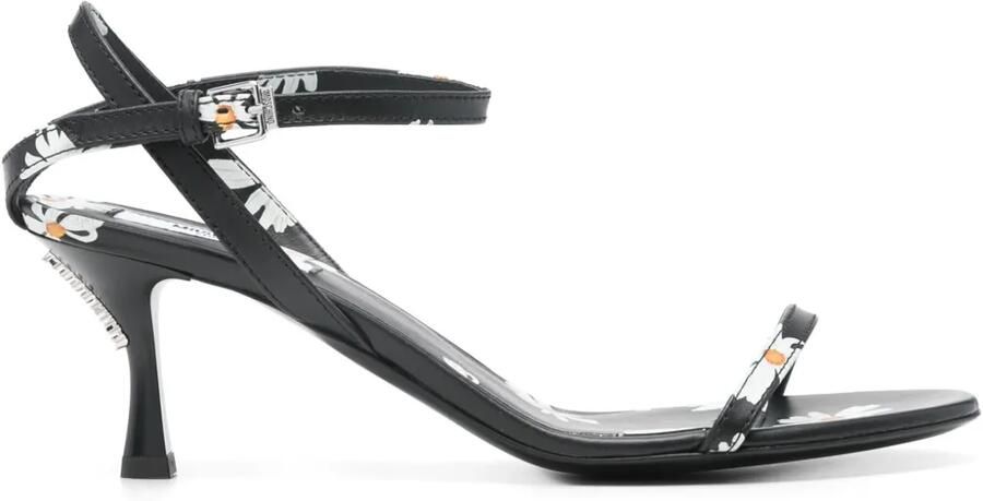 Moschino 55 mm sandalen met bloemenprint Zwart