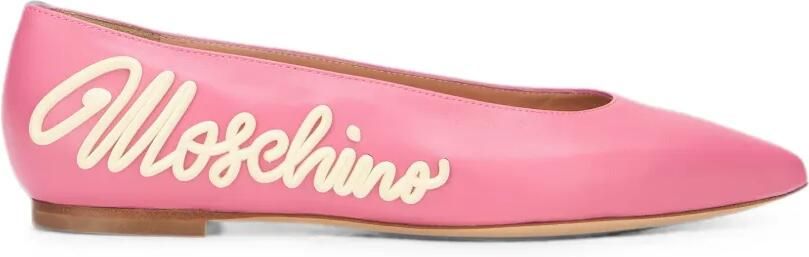 Moschino Ballerina's met puntige neus en logo-patch Roze