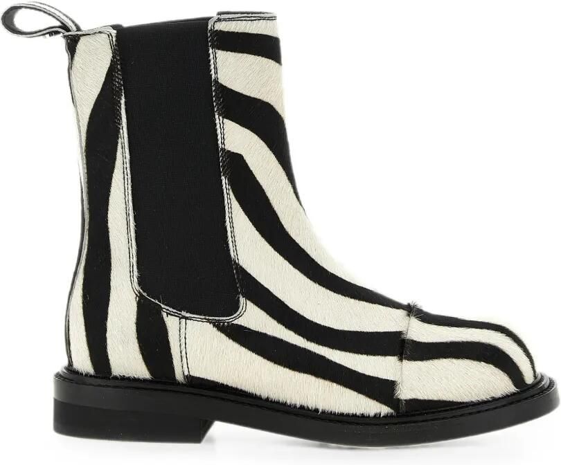 Moschino Chelsea enkellaarzen met zebraprint Wit