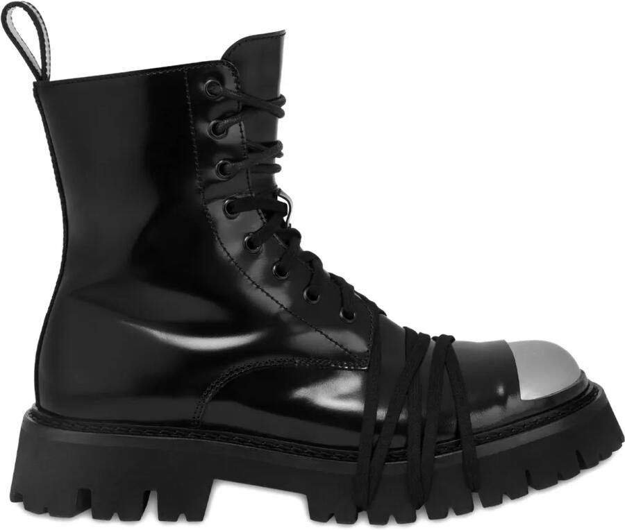 Moschino Combat boots met metalen neus en veters Zwart