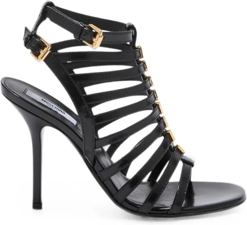 Moschino Gekooide sandalen met logo Zwart