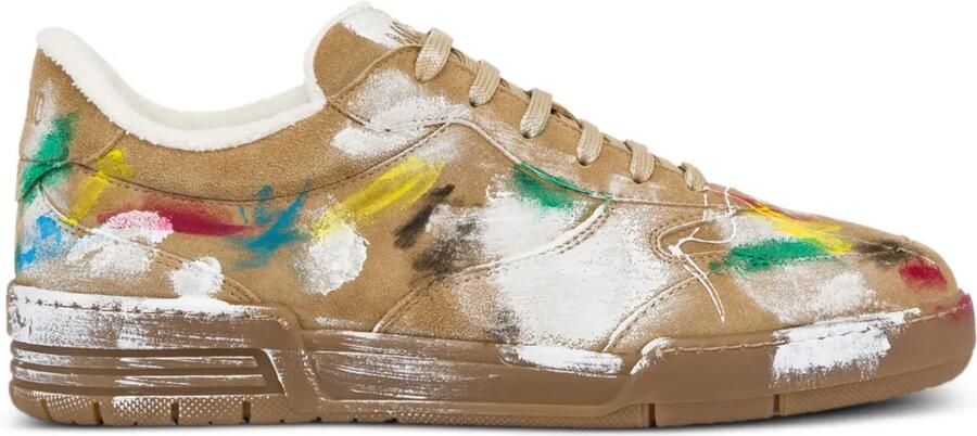 Moschino Geverfde leren sneakers Bruin