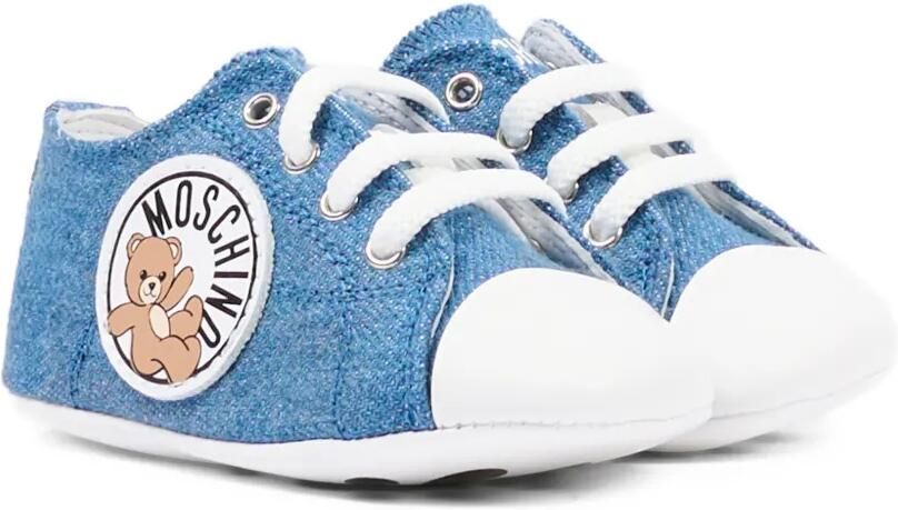 Moschino Kids Babyschoentjes met logo-applicatie Blauw