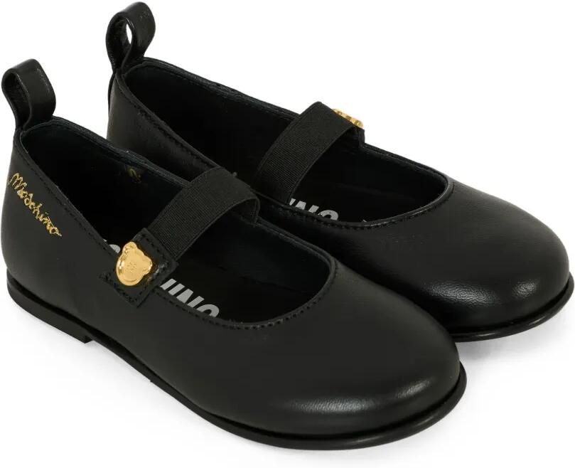 Moschino Kids Ballerina's met geborduurd logo Zwart