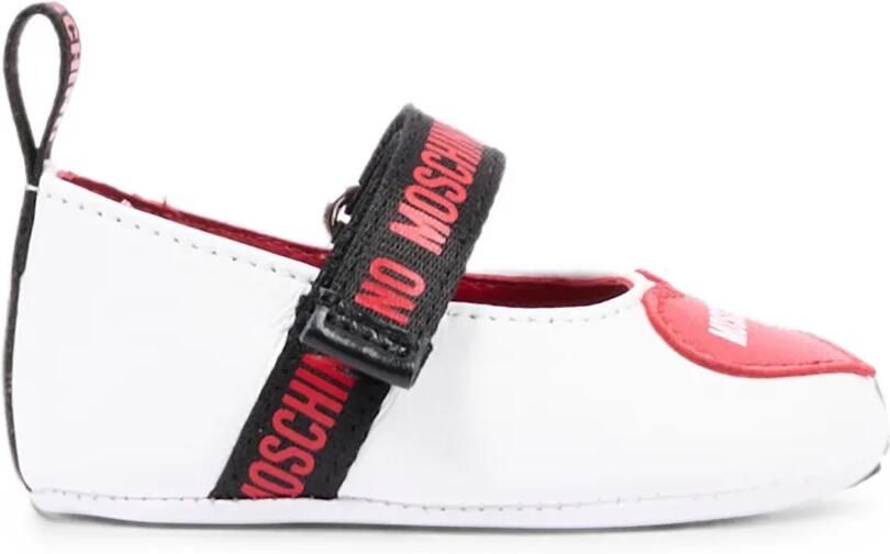 Moschino Kids Ballerina's met hartpatch en logoband Wit