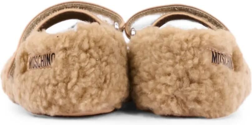 Moschino Kids Ballerina's met klittenband en imitatielamswol Beige - Foto 3