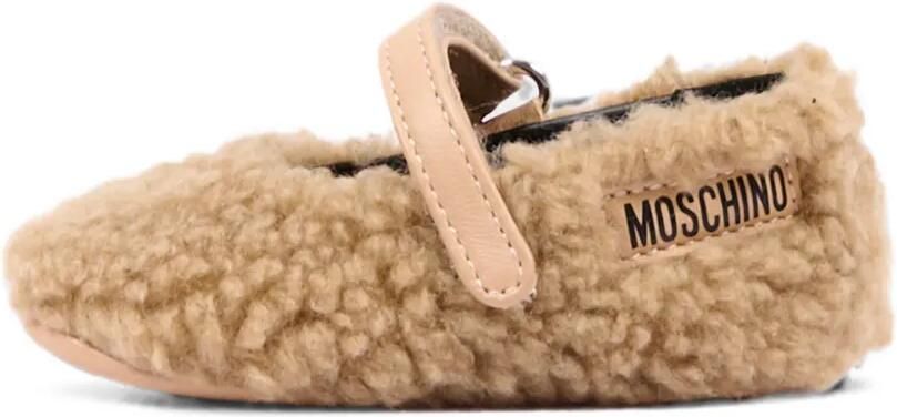 Moschino Kids Ballerina's met klittenband en imitatielamswol Beige - Foto 4
