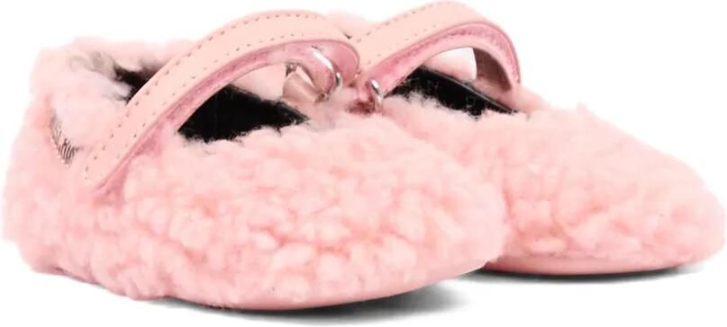 Moschino Kids Ballerina's met klittenband en lammy-effect Roze